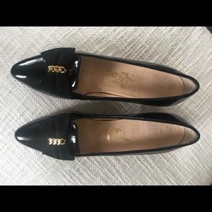 Salvatore Ferragamo Black Patent Low Heels